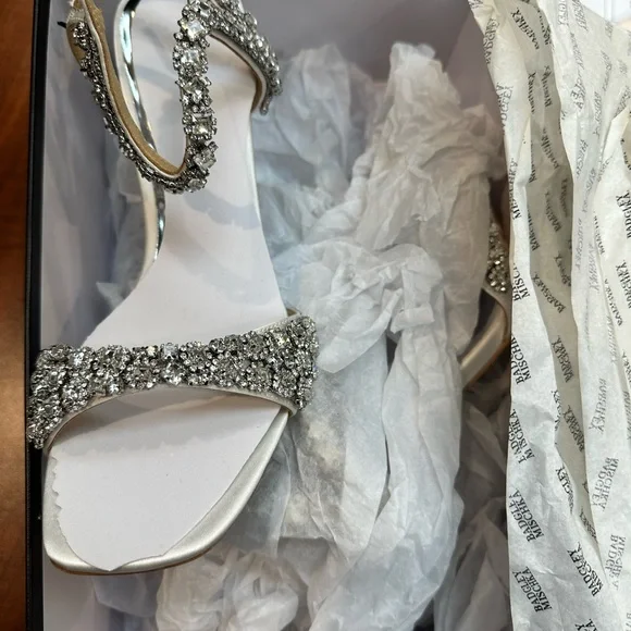 Badgley Mischka Silver Embellished Heels - Picture 3 of 6